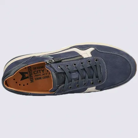 Baskets Mephisto, baskets basses confort homme en cuir lisse navy | Igert Chaussure&Maroquinerie