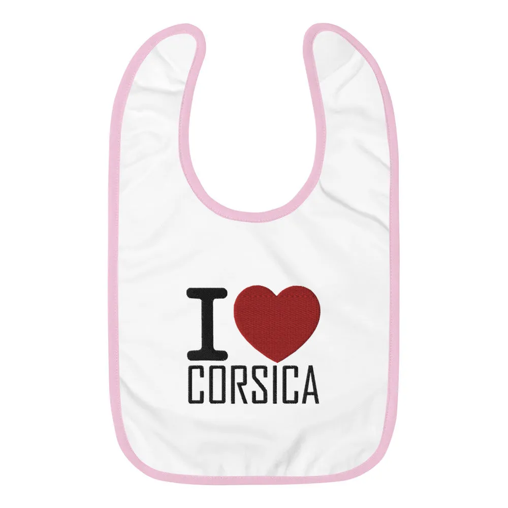Bavoir brodé I Love Corsica