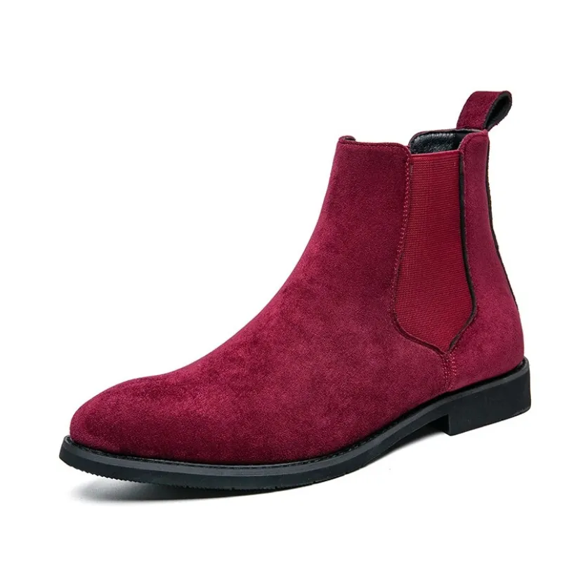 Bottes mode pour hommes en daim avec insert élastique