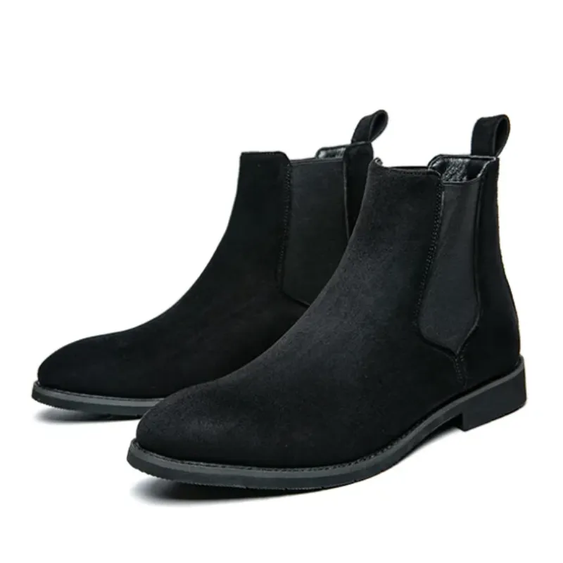 Bottes mode pour hommes en daim avec insert élastique