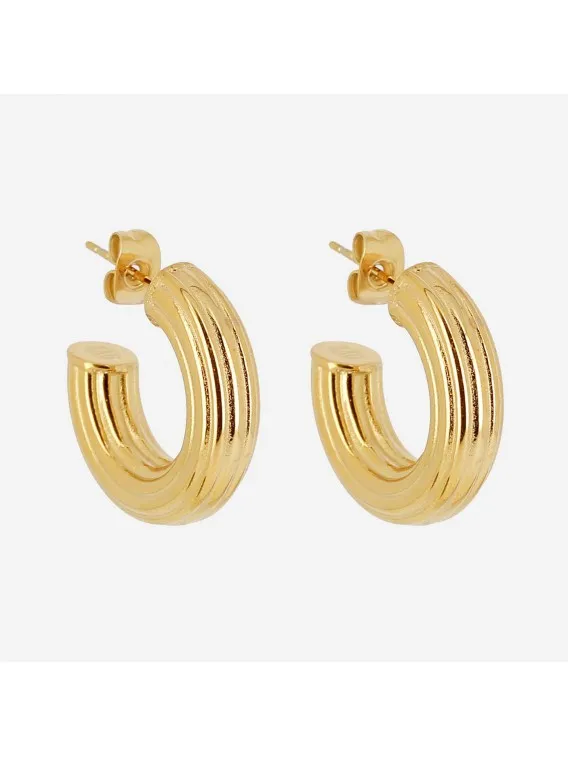 BOUCLE D OREILLE–CREOLE–ACIER DORE–6X22mm Zag Bijoux