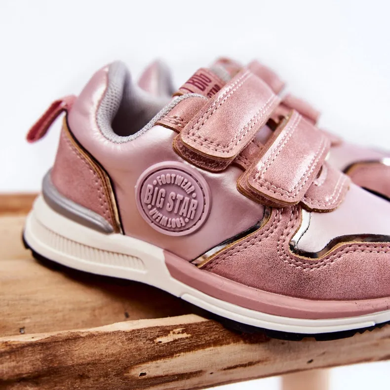 Chaussures de sport pour enfants Système de mousse à mémoire de forme Velcro Big Star KK374180 Rose