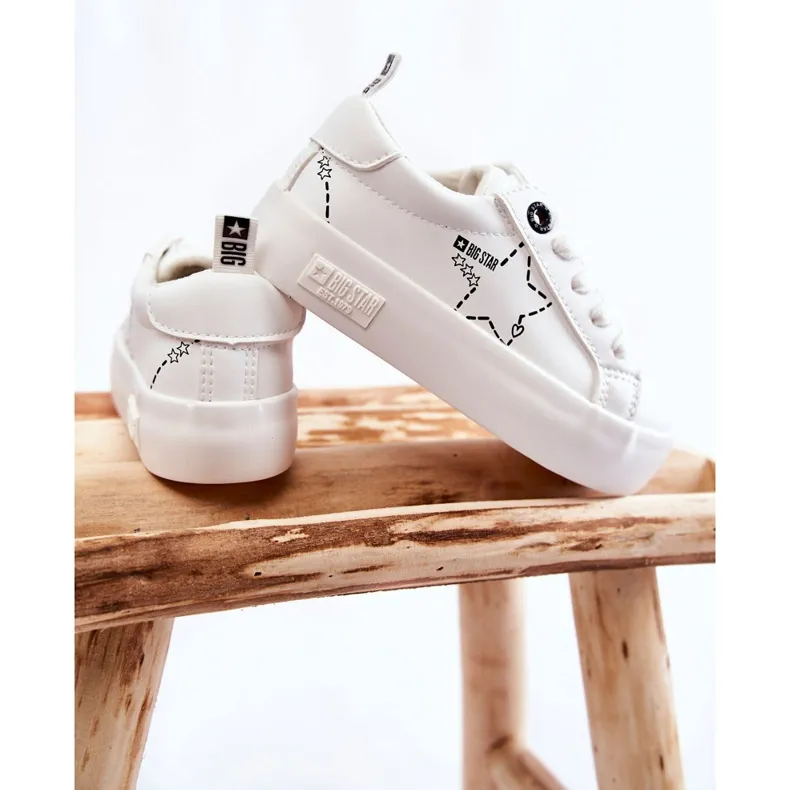Chaussures de sport pour enfants à lacets Big Star KK374222 Blanc blanche