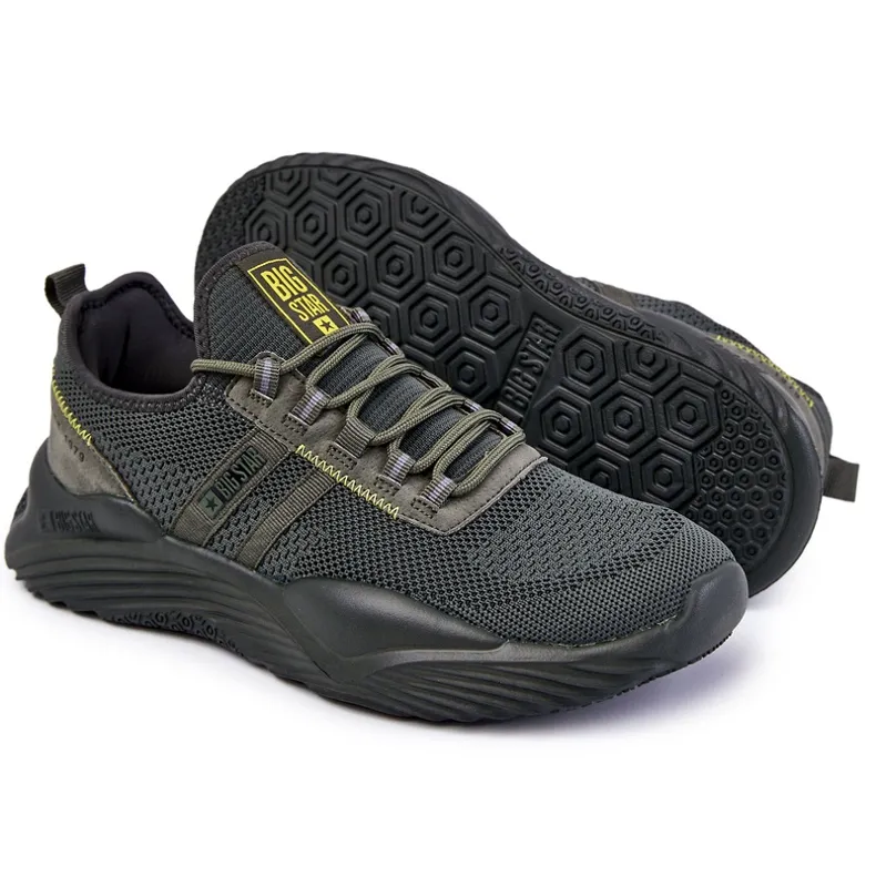 Chaussures de sport pour hommes Memory Foam Big Star KK174256 Kaki vert