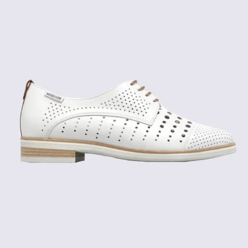 Derby blanche en cuir pour femme Mephisto I Igert Chausseur & Maroquinier Dannemarie