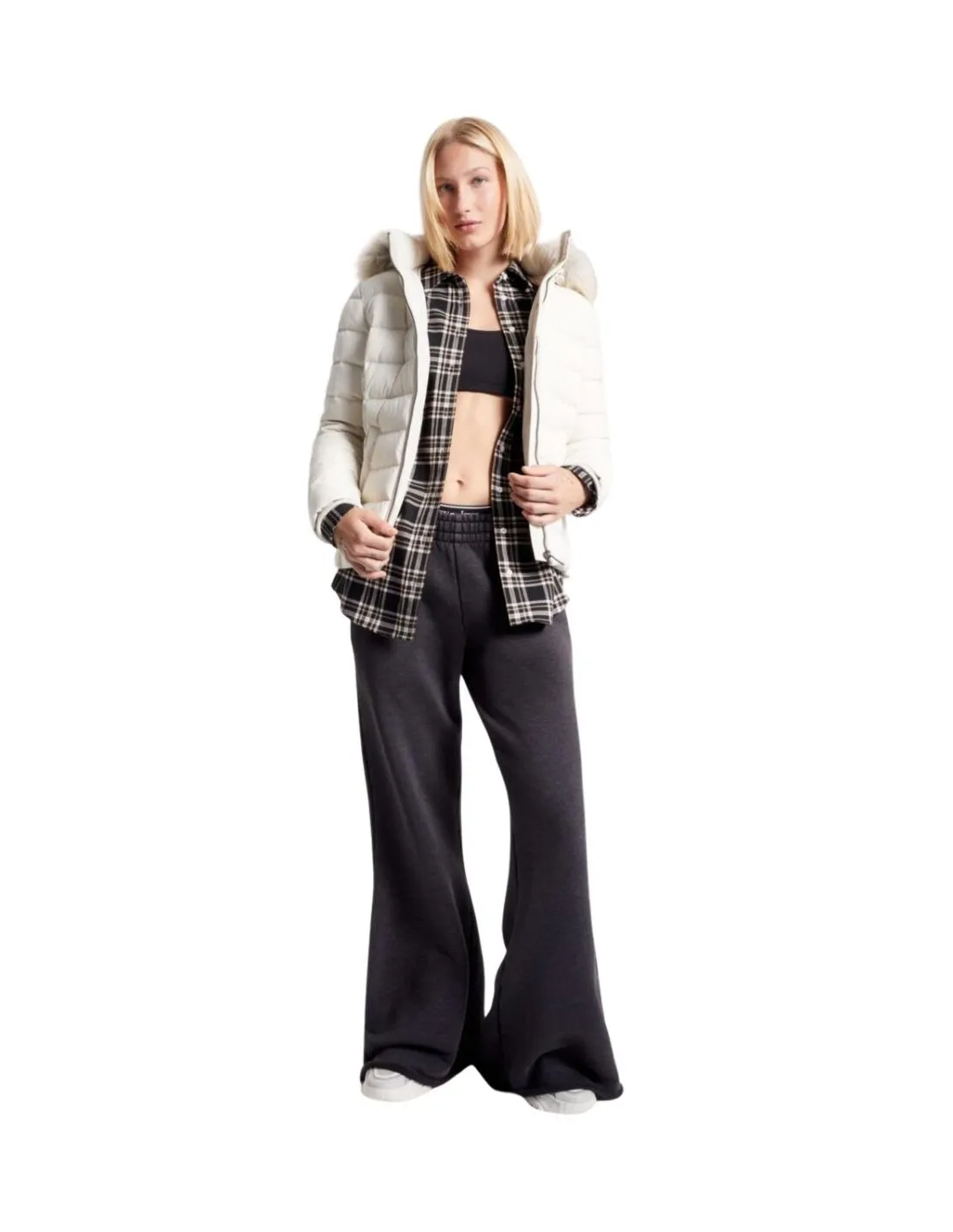 Doudoune femme Tommy Jeans Ref 61577 Ecru