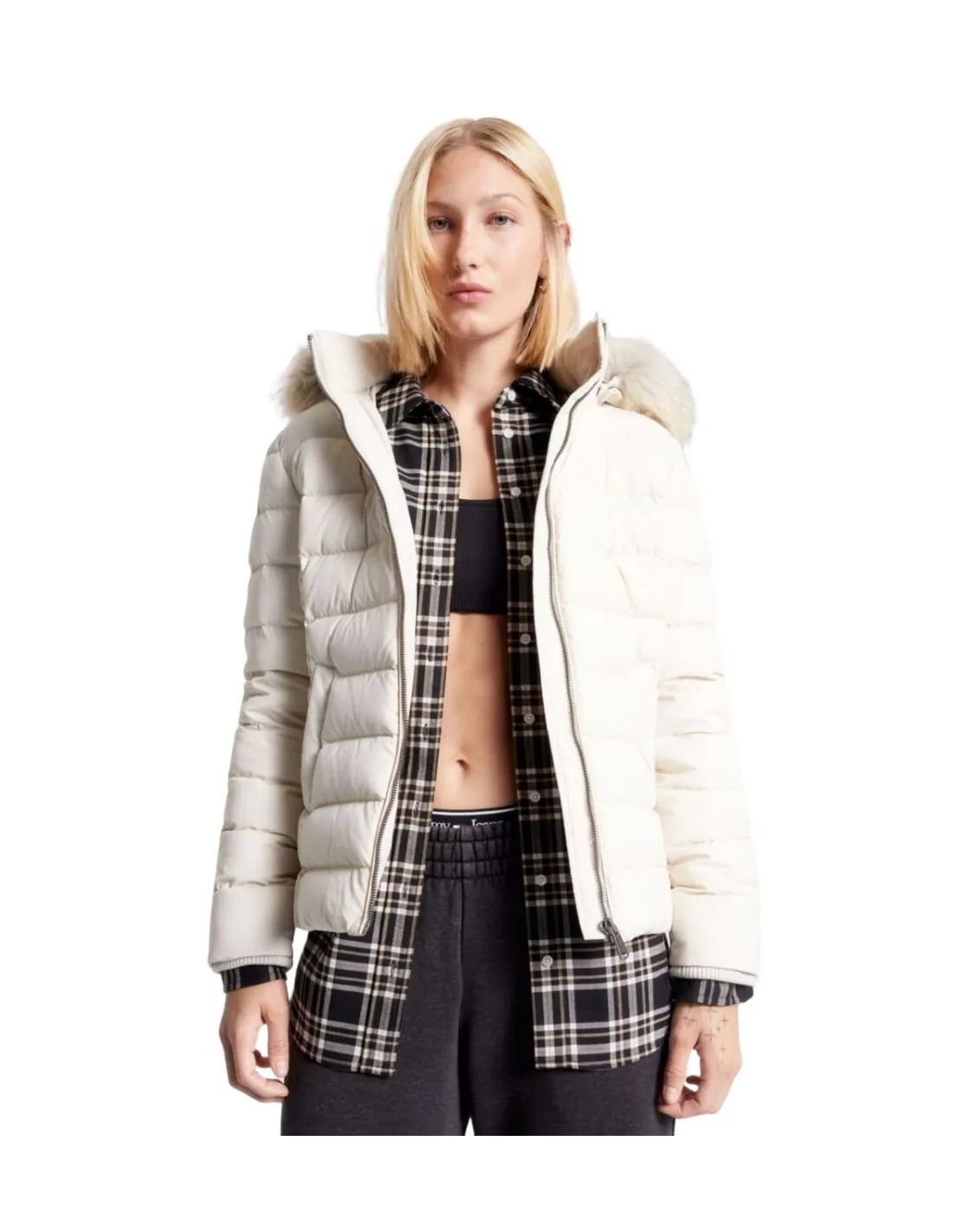 Doudoune femme Tommy Jeans Ref 61577 Ecru