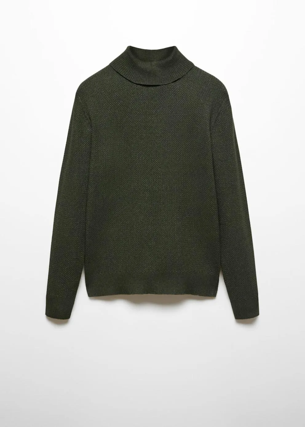 Gilets Et Pull-Overs | Homme MANGO Pull-over Torsades Col Roulé Vert Foncé