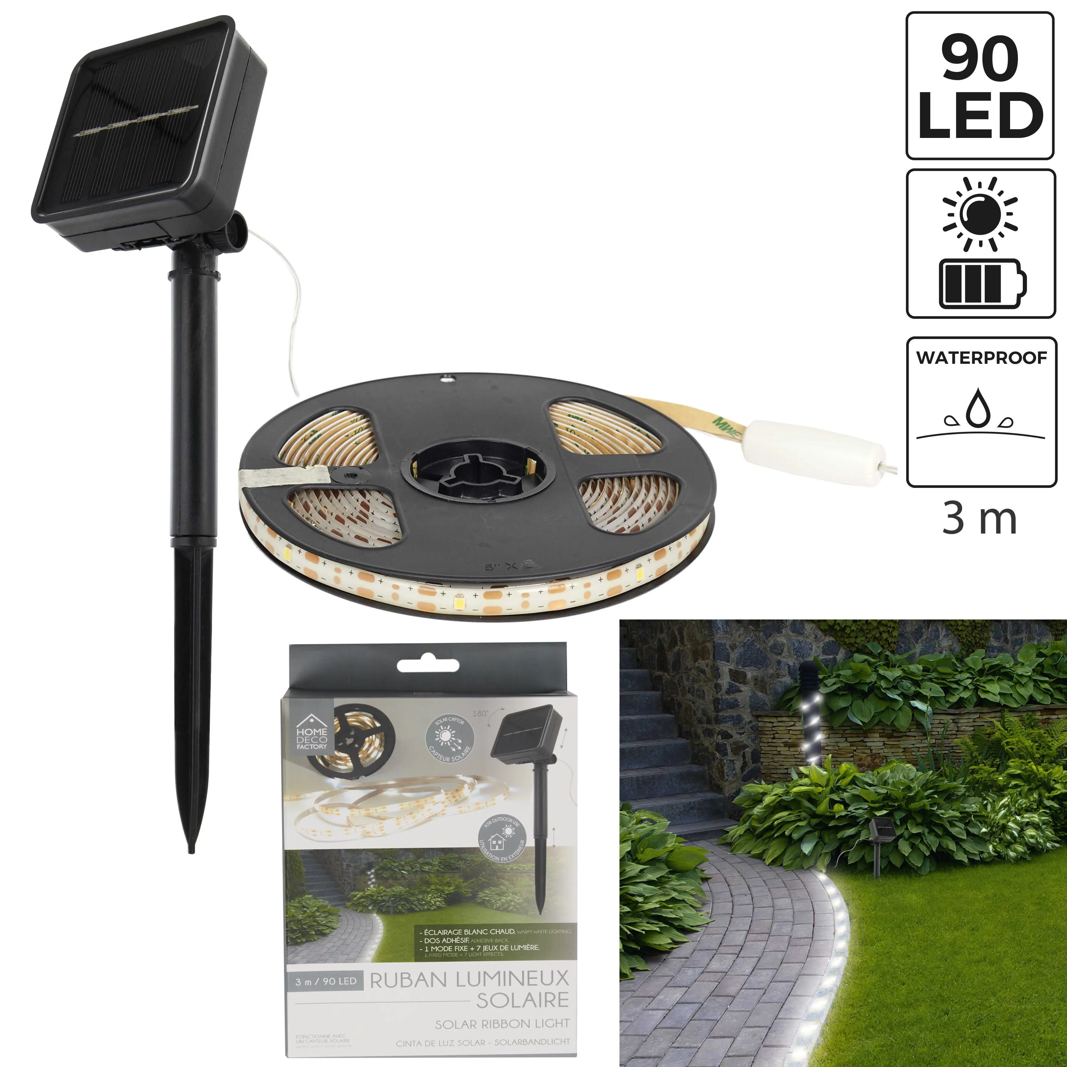 GUIRLANDE LUMINEUSE SOLAIRE LED BLANCHE 3M