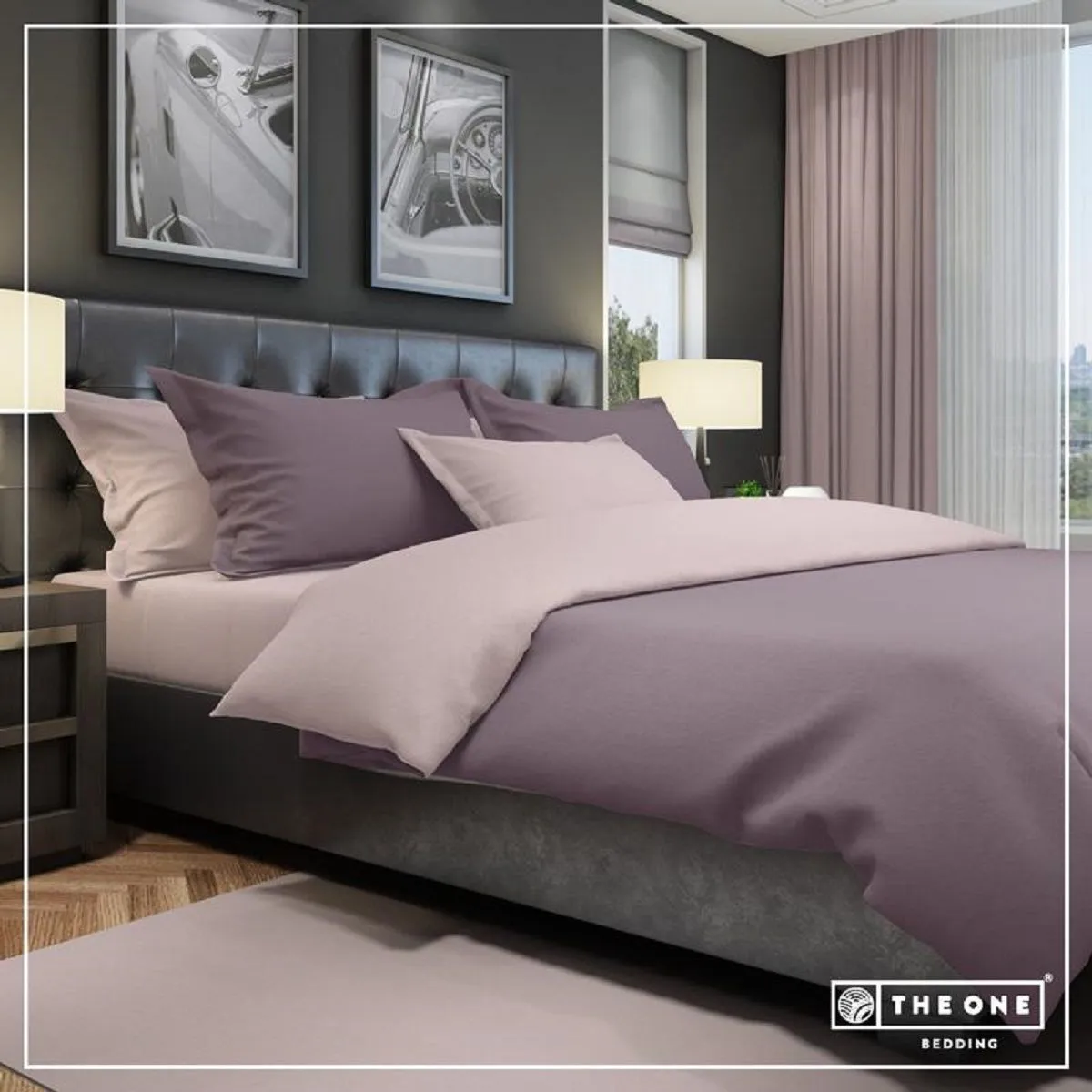 Housse de couette - 200x220 - violet prune et mauve - T1-BC200 