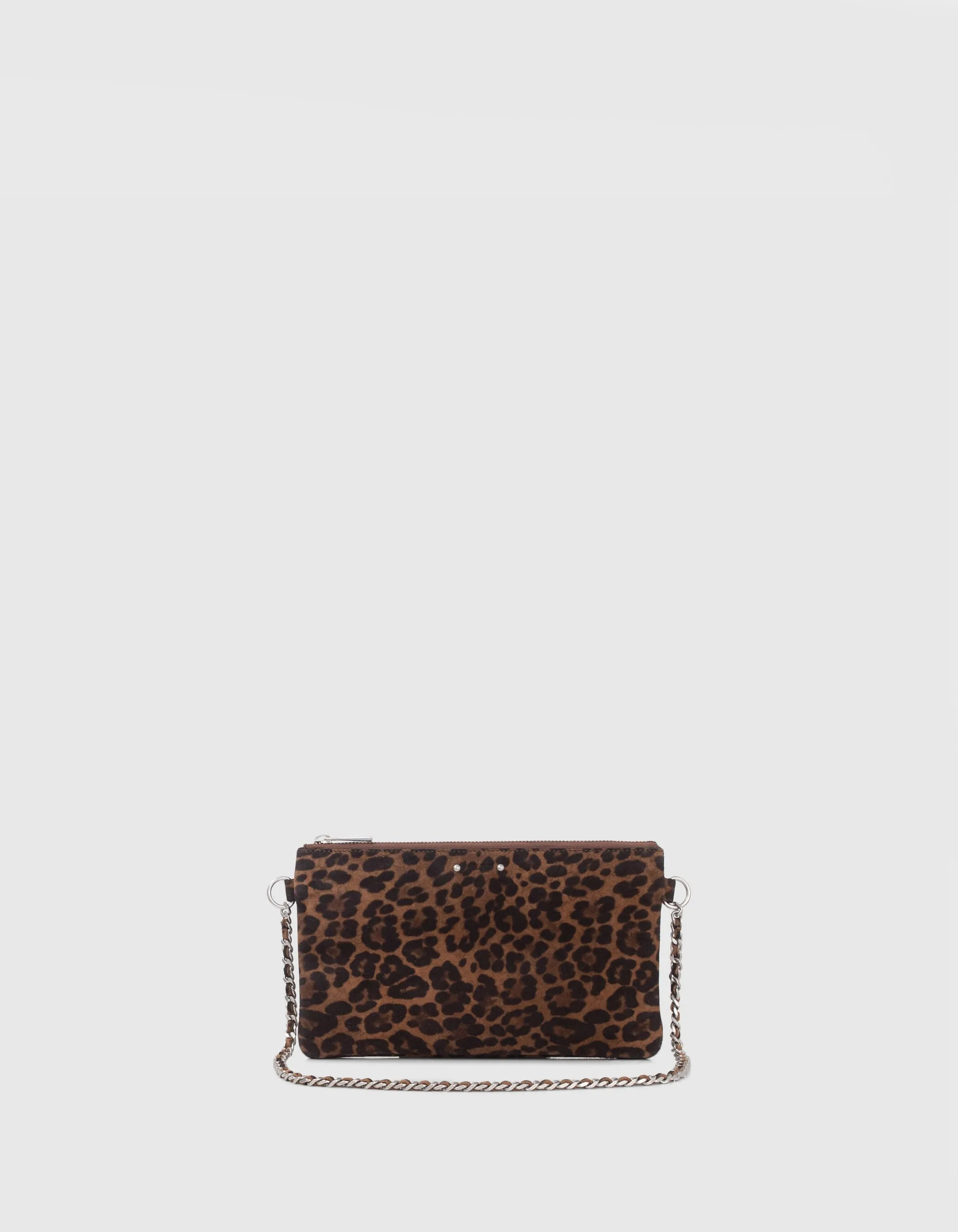 La pochette 111 camel cuir velours motif léopard Femme