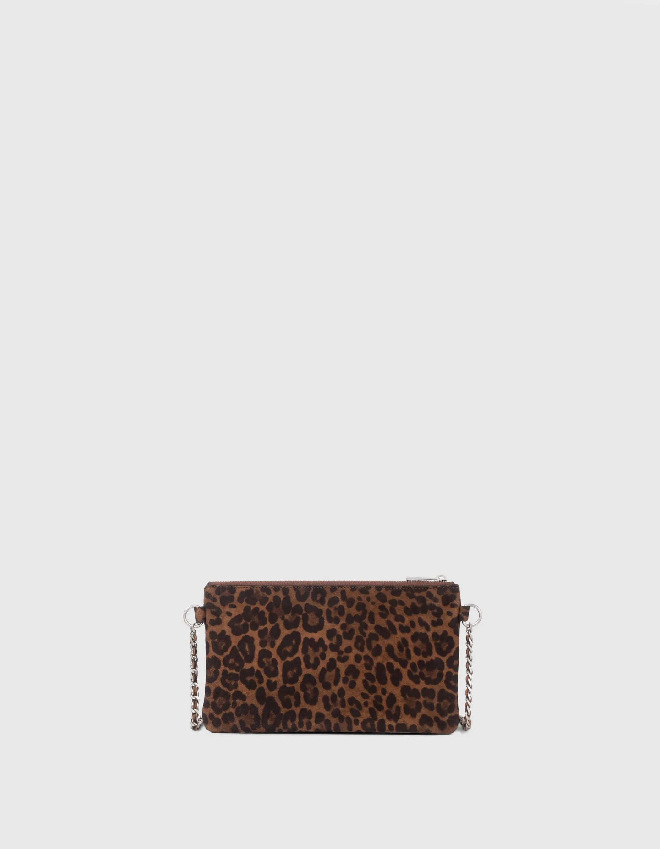 La pochette 111 camel cuir velours motif léopard Femme