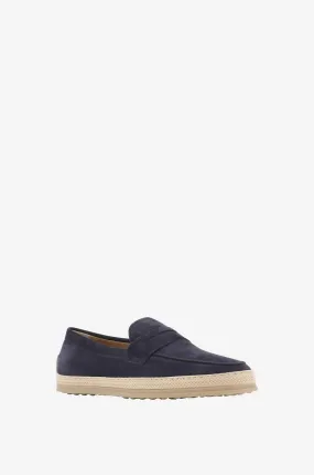 Mocassins en daim à détail raphia