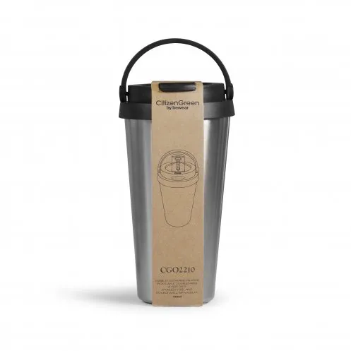 Mug double paroi en inox et polypropylène - Personnalisable - 450ml - ISOMU - Vertlapub