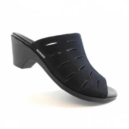 Mules bout Ouvert Femme Mephisto en Cuir Noir | Igert Dannemarie