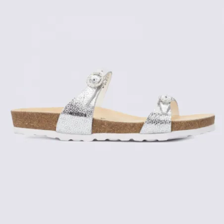 Mules pour femme Mephisto en cuir argent tendance I Igert Chausseur & Maroquinier Dannemarie