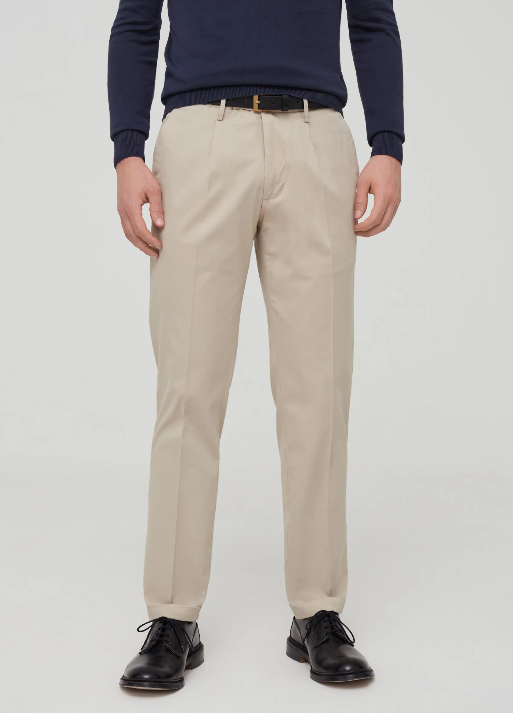 Pantalons Homme | Stretch cotton trousers with pockets Beige clair | OVS