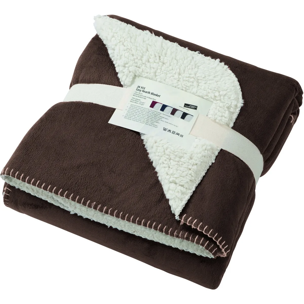 Plaid couverture polaire bi-colore 130 x 180 - JN955 - marron 