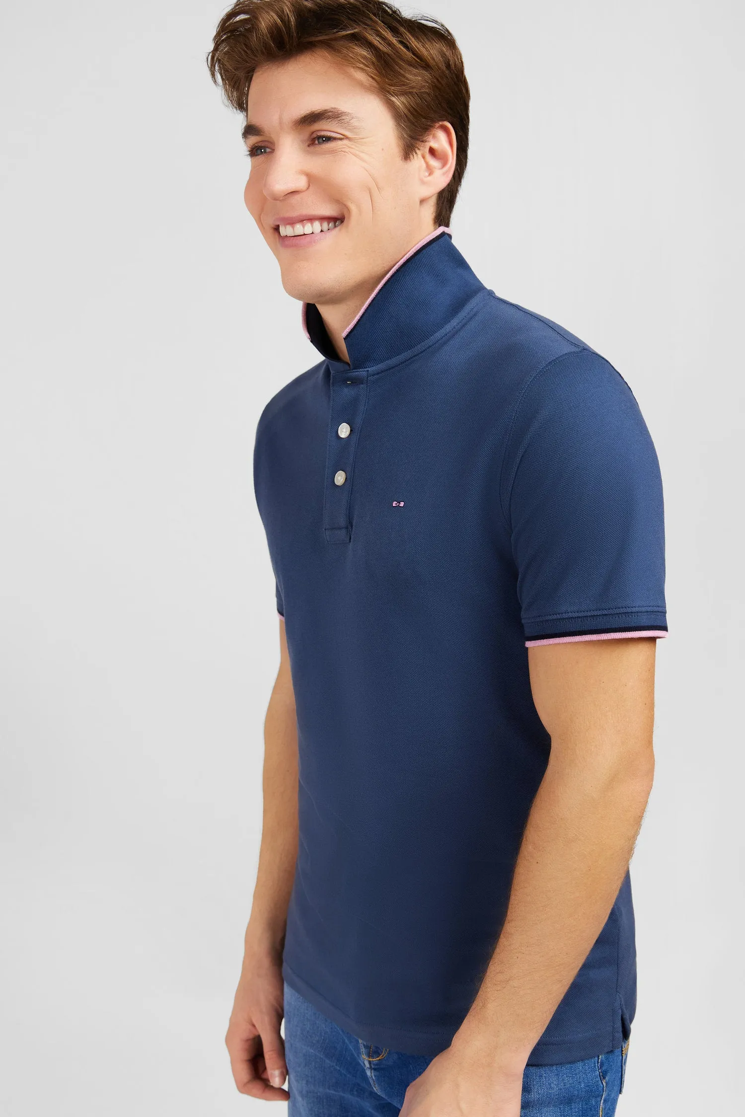 Polo bleu foncé en coton Pima