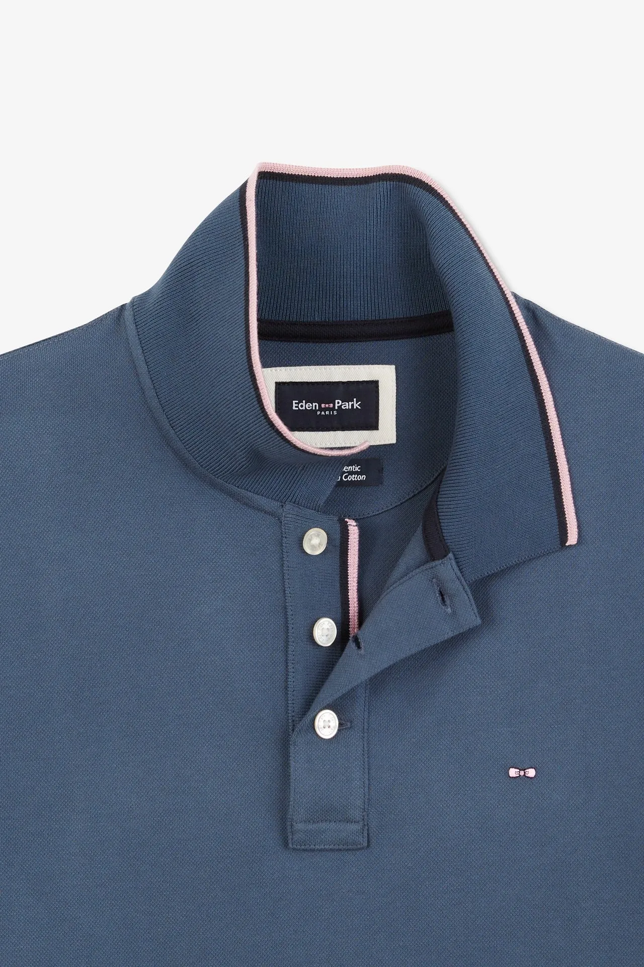 Polo bleu foncé en coton Pima