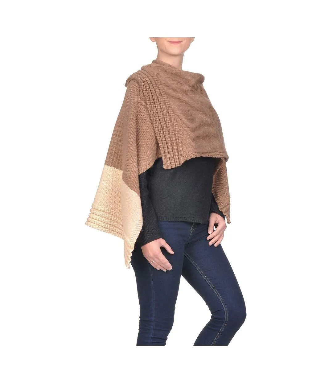 Poncho bicolore Natasa - Fabriqué en France