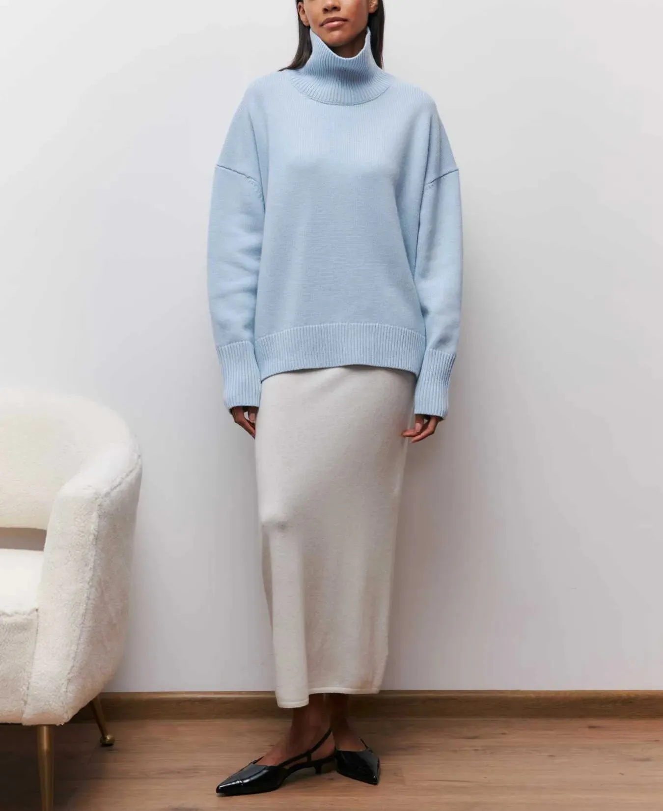 Pull ample col roulé pour femme