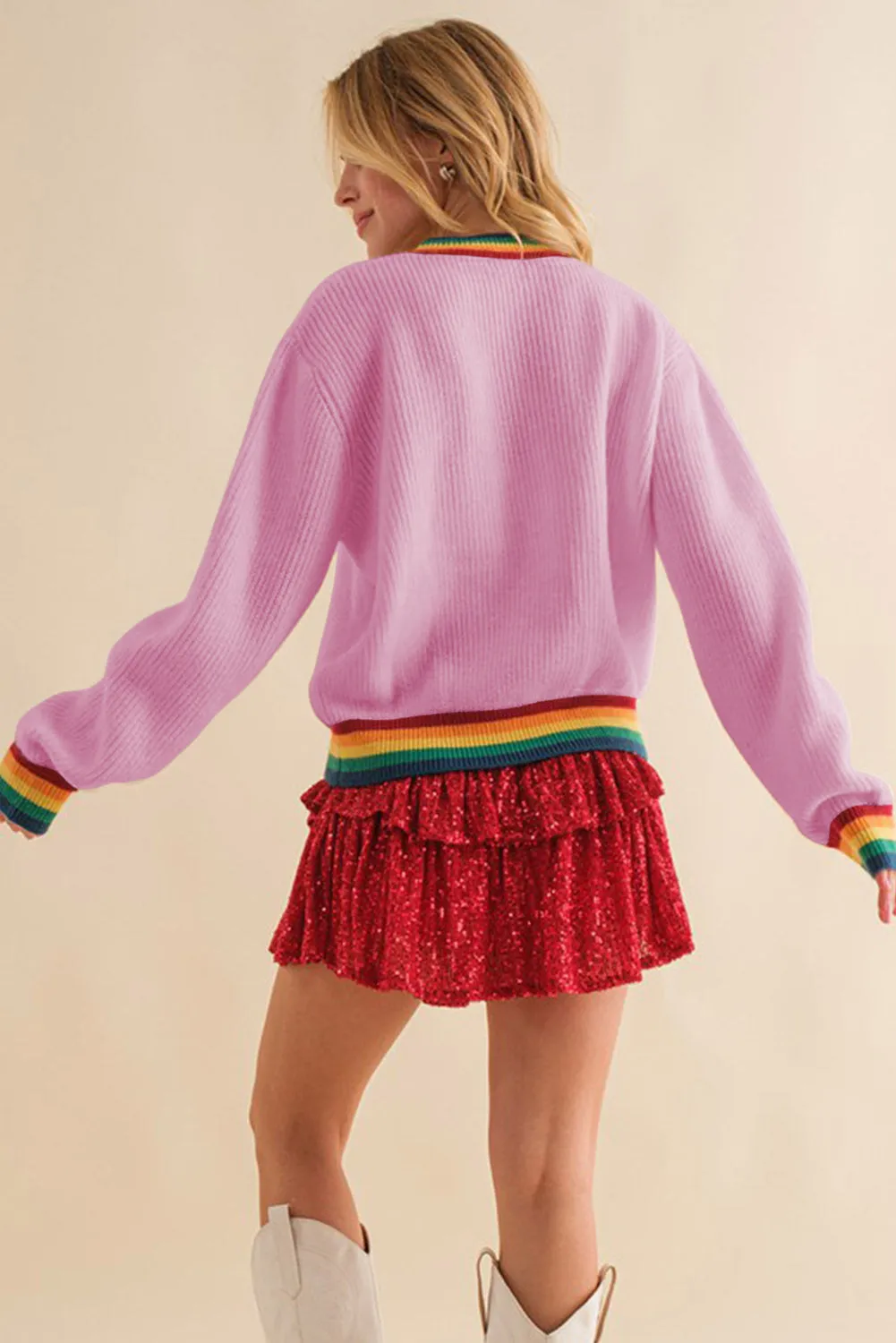 Pull Bonbon Merry & Bright à rayures colorées