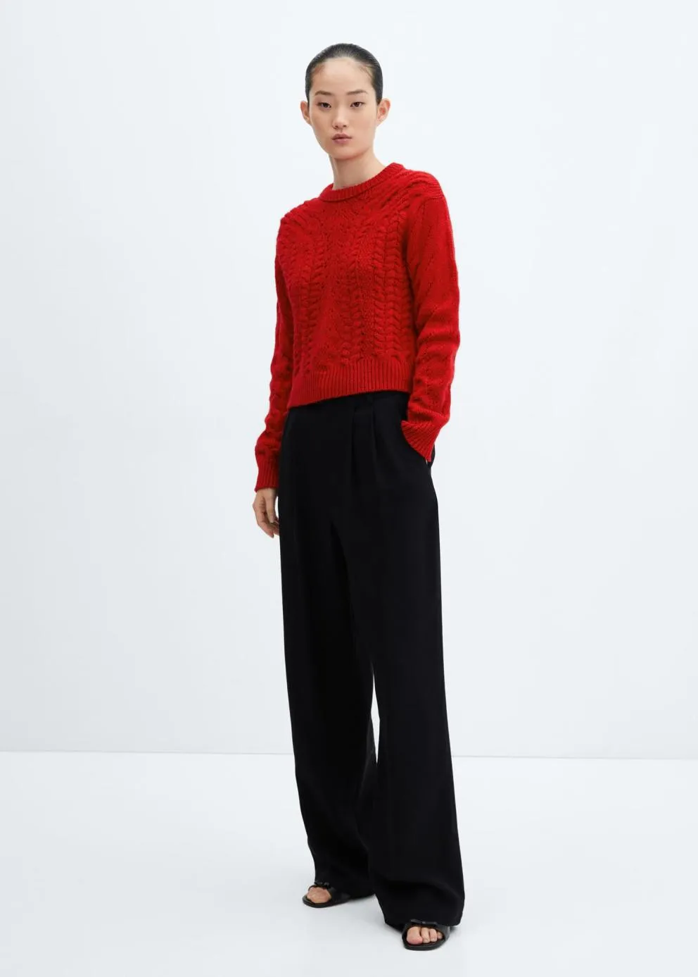 Pulls Et Cardigans | Femme MANGO Pull-over Maille Détails Ajourés Rouge