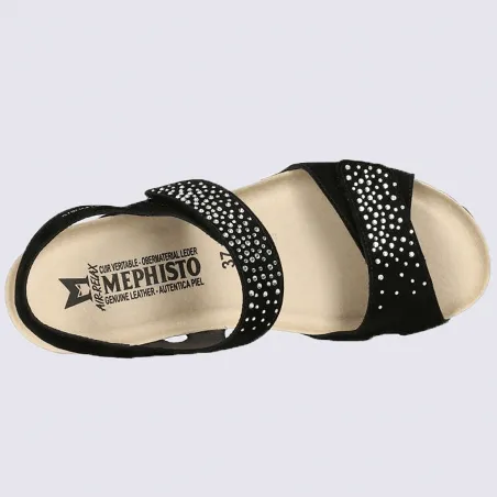 Sandales Mephisto, sandales à talons à strass femme en cuir velours noir I Igert Chaussure&Maroquinerie