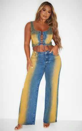 Shape Jean large délavé bleu foncé