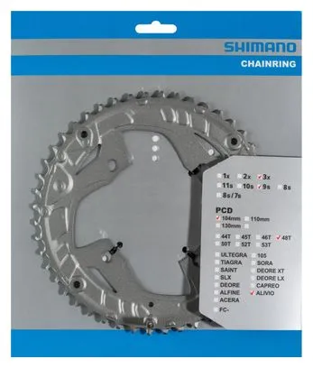 SHIMANO Plateau 48 Dents Alivio Fc-T4060 9 Vitesses - Argent
