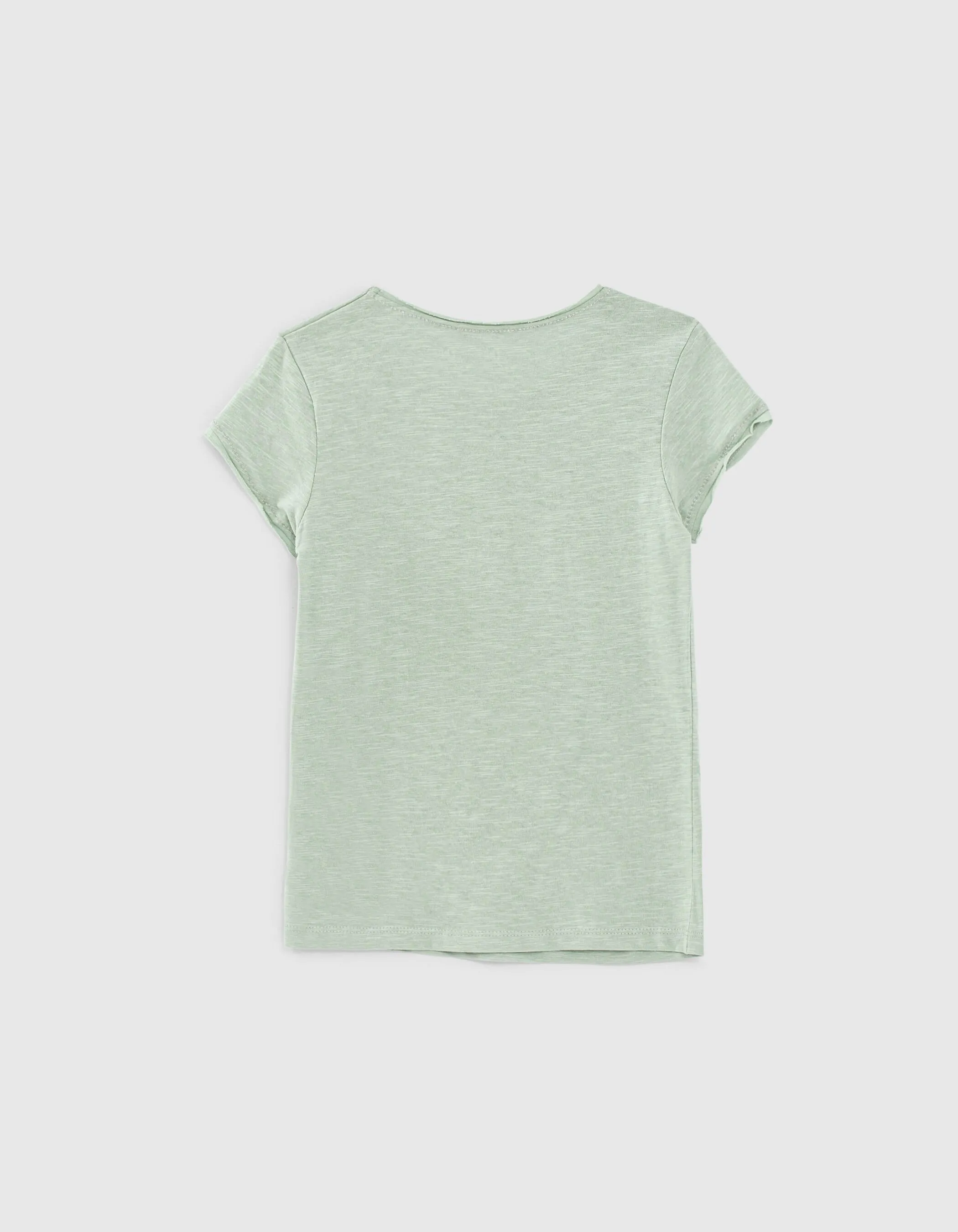 T-shirt aqua Essentiel brodé en coton bio fille