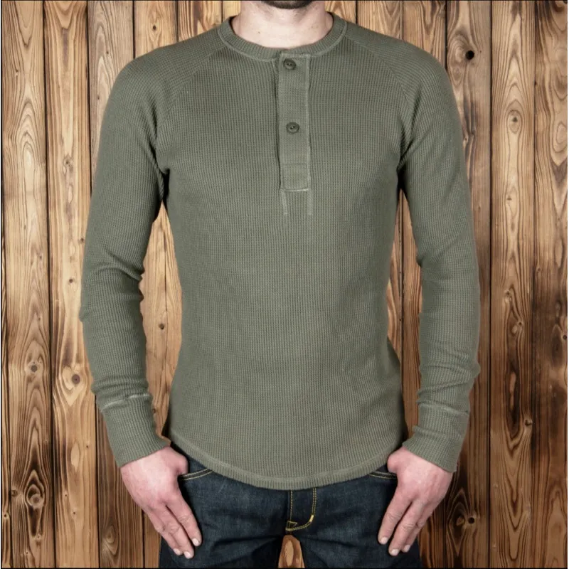 T-Shirt Henley Gaufré OD - 1936 Waffle Shirt Army Pike Brothers