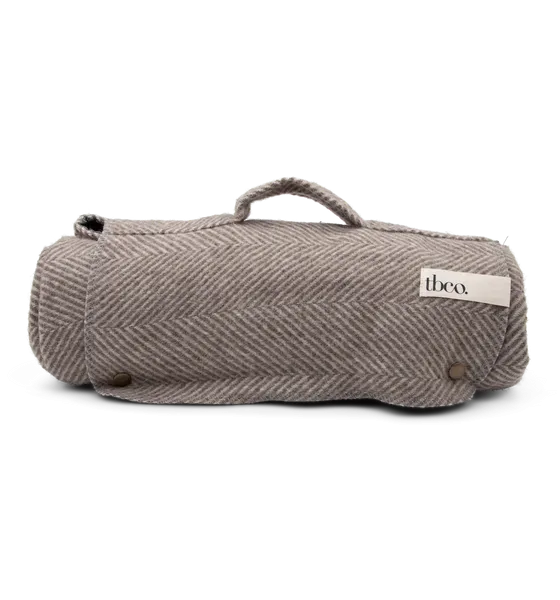 The Tartan Blanket Co. Recycled Wool Small Picnic Blanket, Natural Herringbone - Trouva