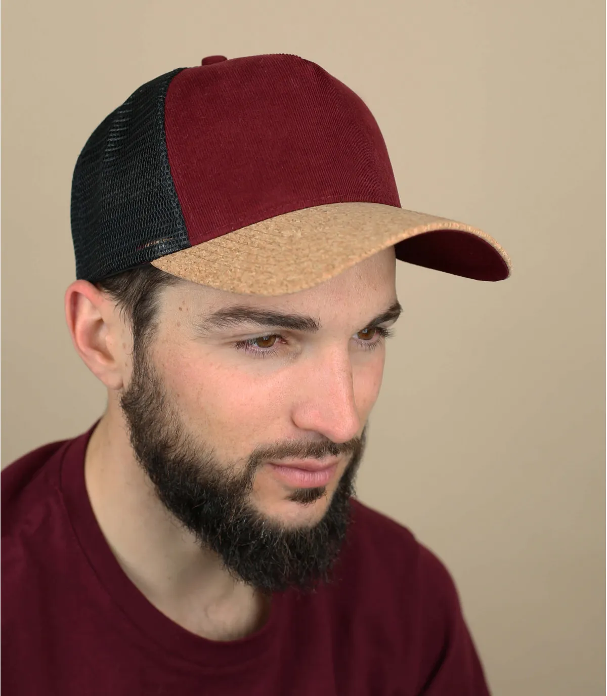 - Trucker corduroy burgundy cork black : Headict